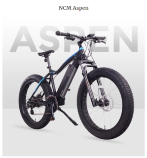 NCM Aspen Fat Electric Bike,E-Bike ,48V 13Ah 250W, E-MTB 624Wh Battery [Black 26