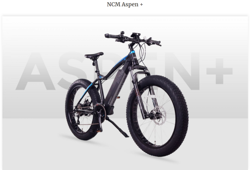 NCM Aspen Plus Fat Electric Bike, E-MTB, E-Bike, 48V 16Ah 60Nm, 768Wh Battery [Black 26]