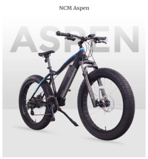 NCM Aspen Fat Electric Mountain Bike, 300W-750W, 48V 13Ah 624Wh Battery